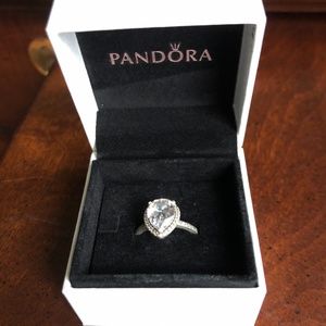 Pandora Sparkling Teardrop Halo Ring Size 7